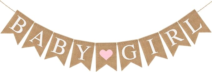 Pre-Strung Baby Girl Burlap Banner, Gender Reveal Banner by LIGHOON