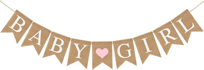 Pre-Strung Baby Girl Burlap Banner, Gender Reveal Banner by LIGHOON