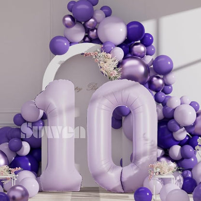 SUWEN 40 Inch Light Purple Lavender Big 2 Balloon Number Foil Helium 0-9 | 10th - Image 4