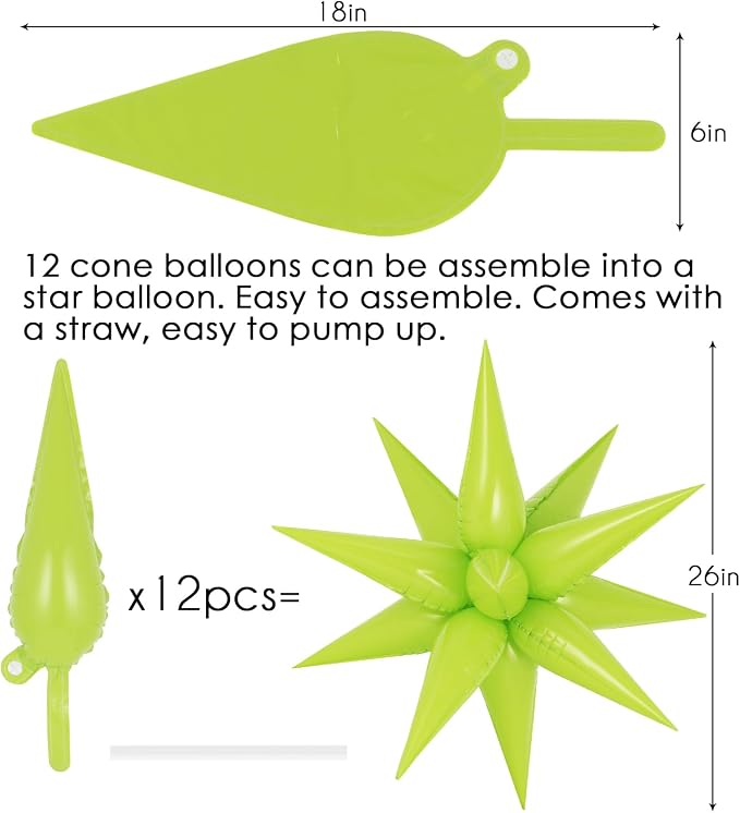 72 Pcs Star Balloons Foil Explosion Balloons Magic 12 Point Star Cone Balloon - Image 7