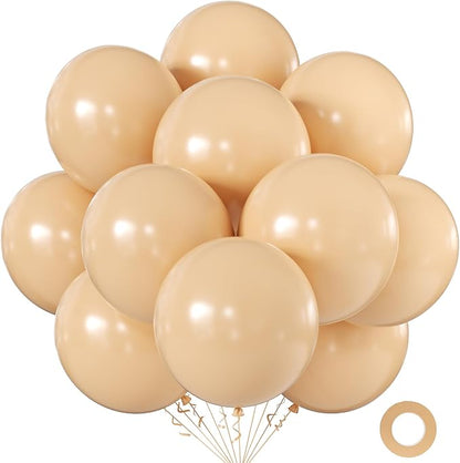Beige Balloons 18 Inch 24 Pack Matte Helium Latex Round Balloons by KALOR