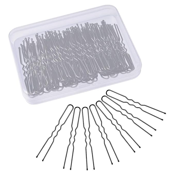Hair Pins for Women, IKOCO 80pcs 2.75inch U Shaped Hair Pins with Storage Box, Black