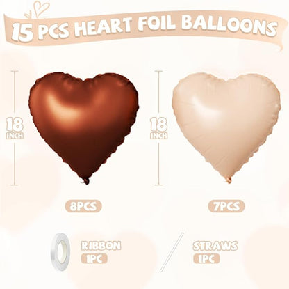 Cream Brown Beige Heart Balloons, Coffee Apricot Helium Balloon - Image 2