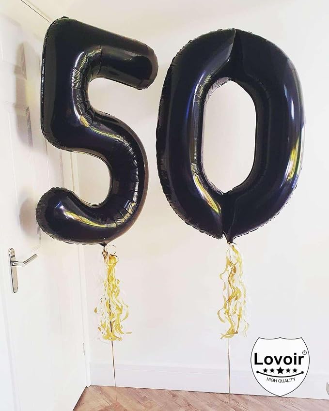 Black 40 Number Balloons, 40 Inch Giant Number 40 Balloons Foil Mylar Helium - Image 4