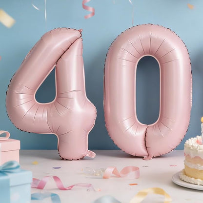 40 In Matte Pink Number Balloons Helium Foil Mylar Balloon Party Digital 4 | - Image 4