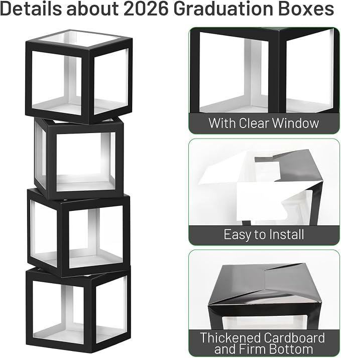 2026 Graduation Party Decorations, HYMENEX 4 PCS Graduation Boxes - Image 4
