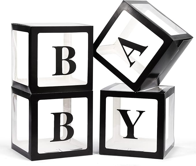 Voircoloria Baby Boxes with Letters, 4 Transparent Balloon Boxes | by Voircoloria