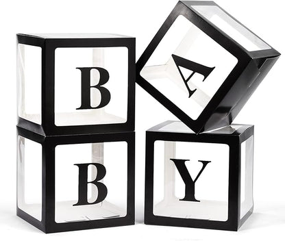 Voircoloria Baby Boxes with Letters, 4 Transparent Balloon Boxes | by Voircoloria