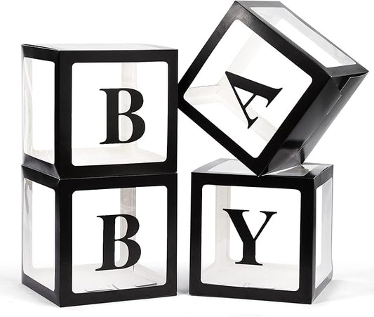 Voircoloria Baby Boxes with Letters, 4 Transparent Balloon Boxes | by Voircoloria