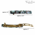 French Amie Small 2 1/4 Inches Celluloid Handmade Golden Brown, Tokyo, Onyx, Opera, Pearl Black, Ivory, Finish Automatic Hair Clip Hair Barrette (Gray Magma)