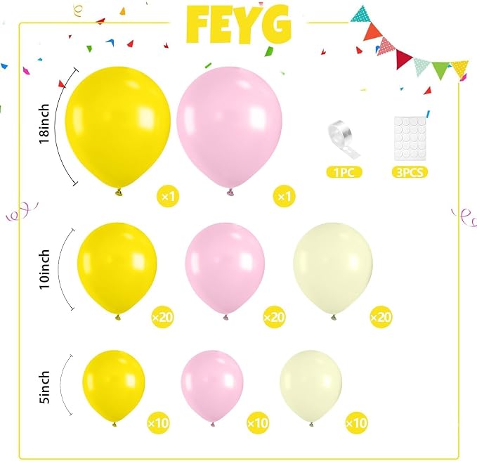 Pink and Yellow Balloon Arch, Lemon Balloon Garland Kit | Pastel Baby Pink - Image 2