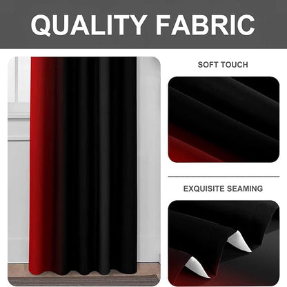 Red and Black Kitchen Curtains 2 Panels - Image 4