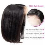 Short Bob Wig Human Hair 13x4 Frontal Bob Wigs Human Hair Pre Plucked wigs for Black Women Bob Lace Front Wigs 10 Inch 180% Density with Baby Hair Natural Color