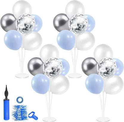 ZJDHPTY 4Set Light Blue Silver Balloon Stand Table Centerpieces Party Decor | by ZJDHPTY