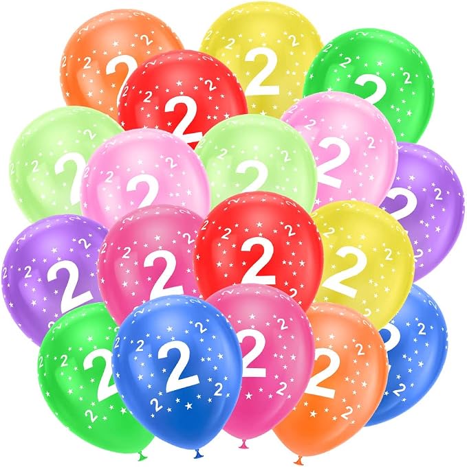 Ainiv 2nd Birthday Balloons 18PCS, 12inch Numbers Printed Latex Balloons | 2nd by Ainiv