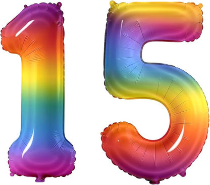 Number 15 Balloons for 15th Birthday Party Decorations, 0-100 Large No.15 by Joycard