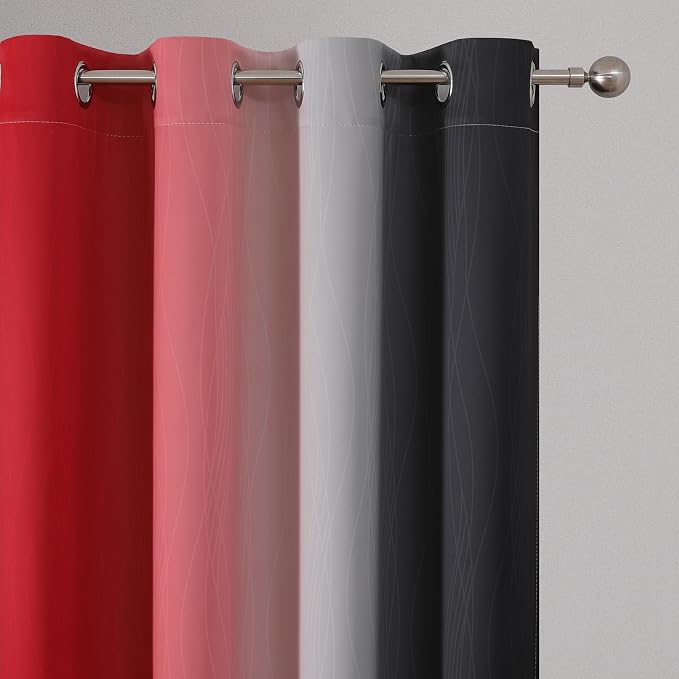 Red and Black Ombre Blackout Curtains 102 Inches Long 2 Panels Set, Thermal - Image 4