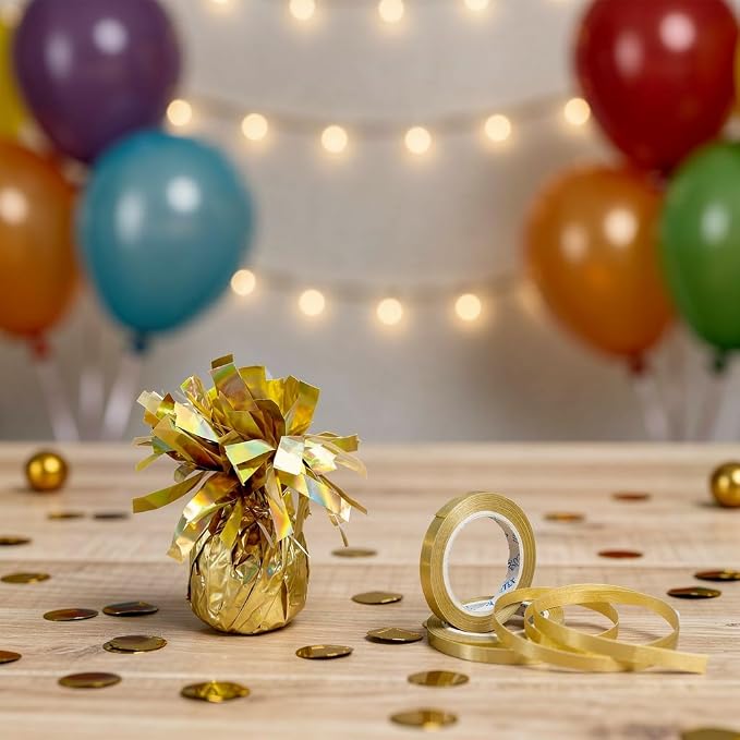 Metallic Gold Balloon Weights, 12 Pack | Metallic gold PET film; helium balloon - Image 2