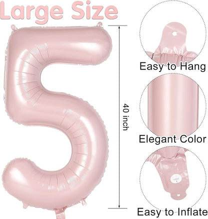 Light Pink Number 15 Balloon, 40 Inch Giant Mylar Number Balloons, Large Foil - Image 2