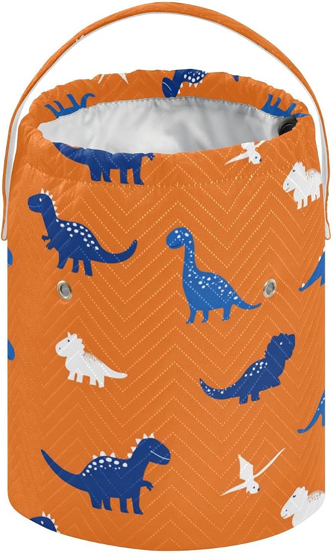 Orange Cartoon Dinosaurs Yarn Bag Small Crochet Bag Drawstring Yarn Storage - Image 2