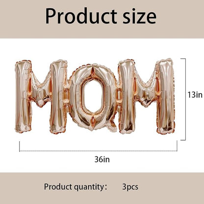 Mother's Day Balloons Rose Gold Mom Balloons Letter Balloon Conjoined Mom Foil - Image 2