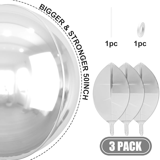 50 Inch Giant Silver Round Foil Balloons - Image 2