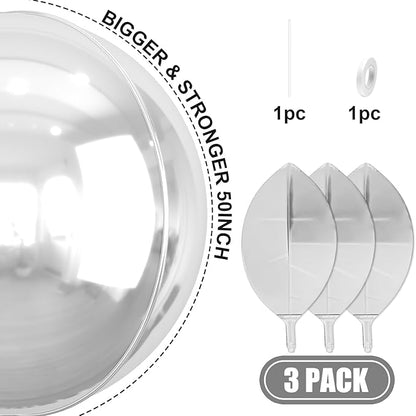 50 Inch Giant Silver Round Foil Balloons - Image 2