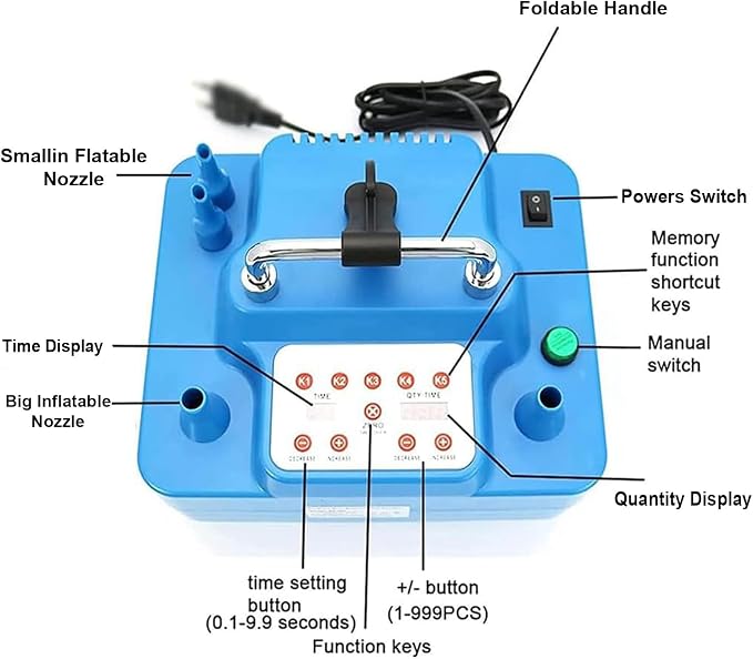 Electric Balloon Pump, Professional Double Hole Inflator, Inflatable Timing and - Image 3