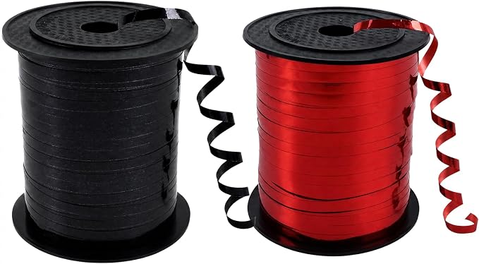 TONIFUL 500 Yards Shiny Black Red Curling Ribbon Balloon String | Balloon by TONIFUL