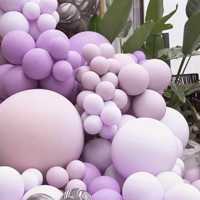 Voircoloria 130pcs Lilac Purple Balloons Garland Arch Kit, 18 12 10 5 Inch | - Image 5