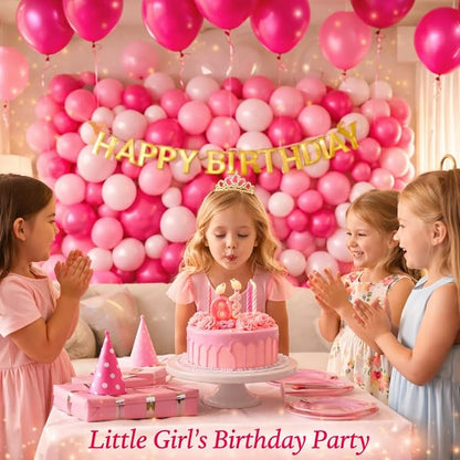 Hot Pink Balloons 12 Inch, 100 Pack Pink Latex Party Balloons Round Helium - Image 2