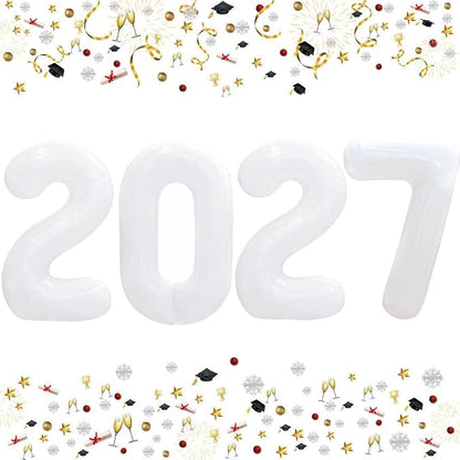 White 2027 Foil Number Balloons by GOER