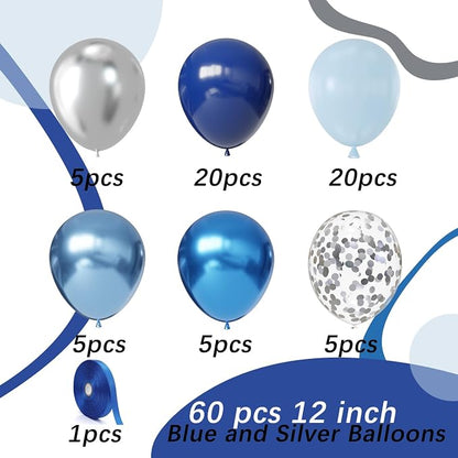 Blue and Silver Balloons, Baby Shower Party Decorations - Image 2