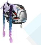SEGO 1PCS/2PCS Helmet Pigtail Braids with Detachable Suction Cup Bowknot Ponytail Hair Many Colors (Helmet not Included)