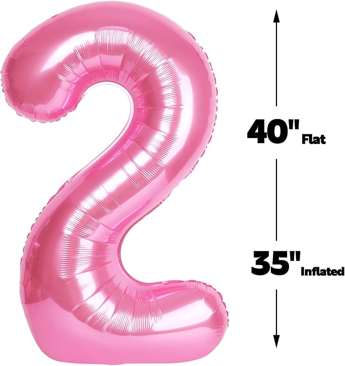 Pink Number 2 Balloon 40 inch, Balloon numbers party supplies, deco photo shoot - Image 2