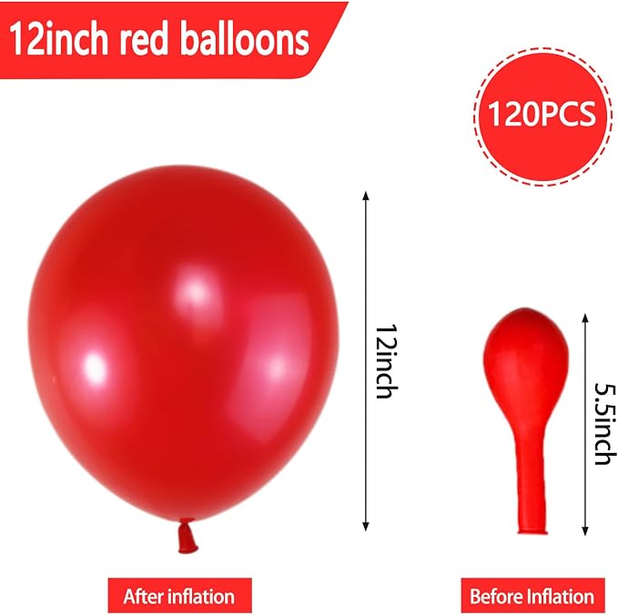 120 Pack Pearl Red Balloons, Bright 12 inch Royal Red Latex Party Balloons - Image 3