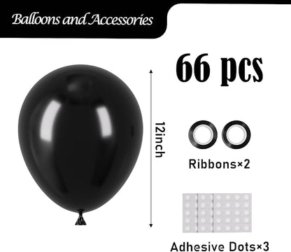 Voircoloria 66pcs Black Latex Party Balloons, 12inch | - Image 2