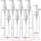 Cosywell Empty Plastic Pump Bottles Dispenser TSA Approved 3.4oz 8 Pack Portable Refillable Container Clear Plastic Lotion Pump Dispenser Bottle for Facial Cleansing Oil Shampoo Shower Gel
