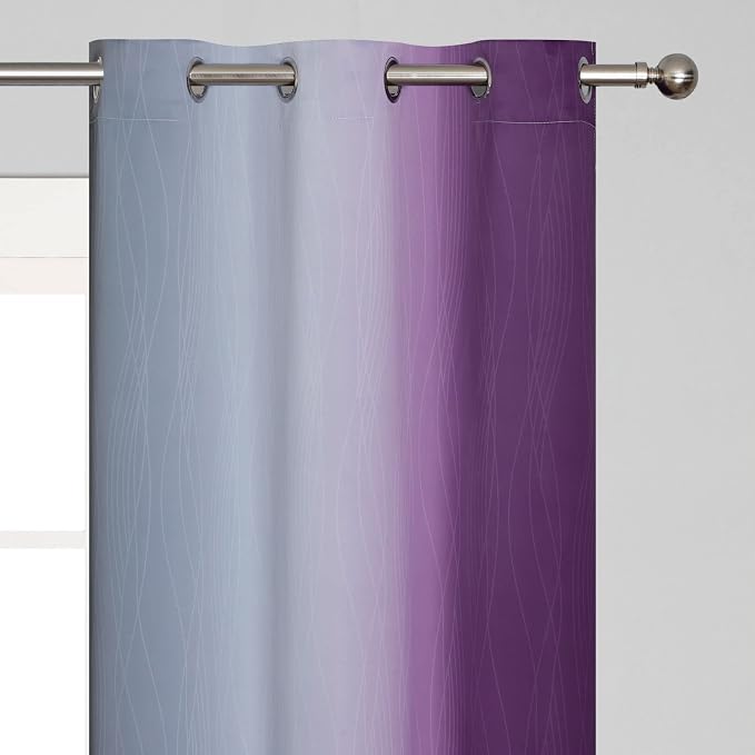 Ombre Purple and Gray Blackout Curtains 63 Inch Length 2 panels, Full Room - Image 4