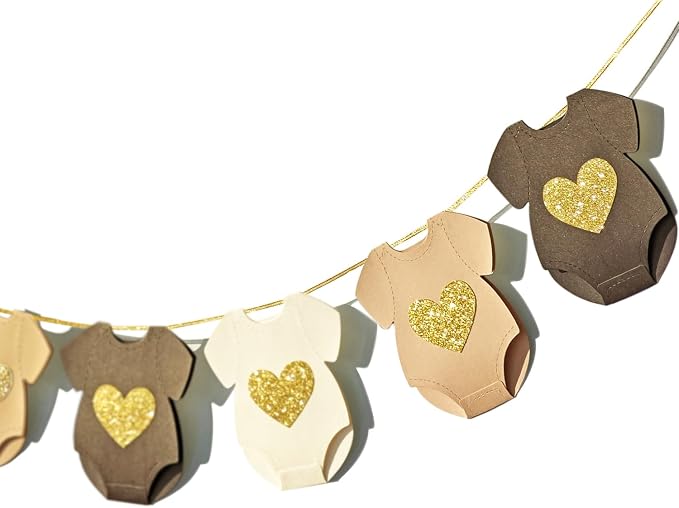 Letjolt Brown Baby Shower Garland Gender Reveal Banner 9 Flags | Pre-strung 9 by Letjolt