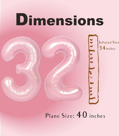 SUWEN 40 Inch Large Pink 32 Balloon Numbers Big Foil Helium Number Balloons 0-9 - Image 5