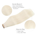 WENNALIFE Tape in Hair Extensions Human Hair, 20pcs 50g 20 inch White Blonde Remy Hair Extensions Straight Human Hair Tape in Extensions Skin Weft Tape Extensions Human Hair