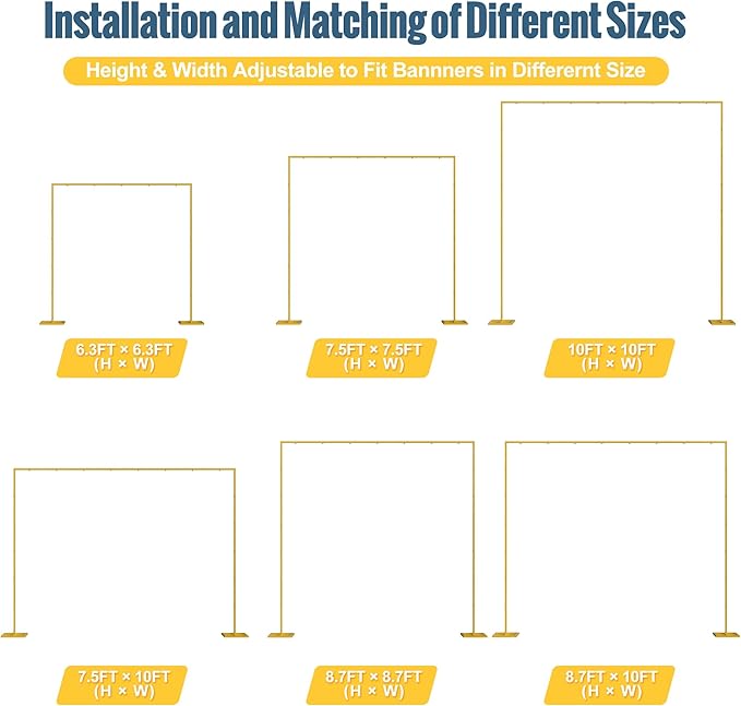 10x10FT Backdrop Stand Heavy Duty Pipe and Drape Kit Adjustable | Gold Metal - Image 2