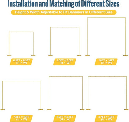 10x10FT Backdrop Stand Heavy Duty Pipe and Drape Kit Adjustable | Gold Metal - Image 2