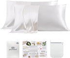 PROMEED 100% Mulberry Silk Pillowcases 2 Pack King Size, 23 Momme 6A+ Grade Natural Silk Pillow Cases Set of 2, Pure Silk Anti Acne Pillowcase (King 20"x36", White)