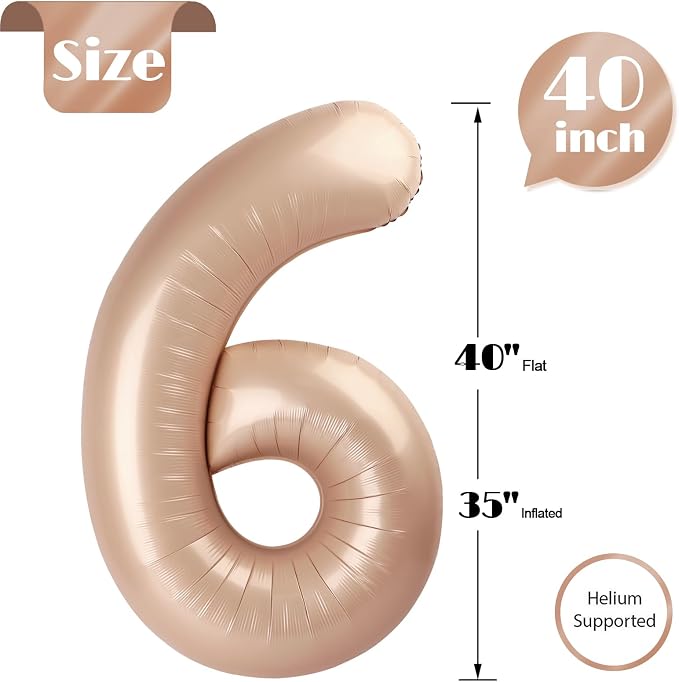 Light Brown Number 6 Balloon 40 Inch - Image 5