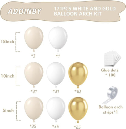 Sand White and Gold Balloon Arch Kit - Image 2