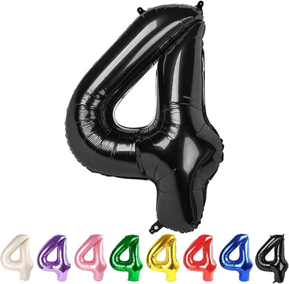 4 Balloon Numbers Party Decorations, 40In Black Balloons by Mluchee