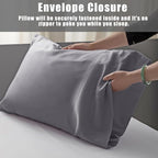 TELUS Pillow Cases King Size 2 Pack, Bamboo Rayon Cooling Pillowcases with Envelope Closure, Cool Breathable Pillow Case for Hot Sleepers & Night Sweats, 20x36 inches, Dark Grey