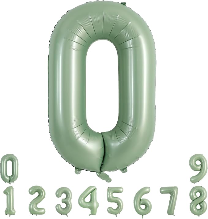 TONIFUL 40 Inch Sage Green Large Number 0 Balloon by TONIFUL